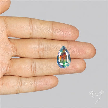 Faceted Aurora Opal and Quartz Triplet