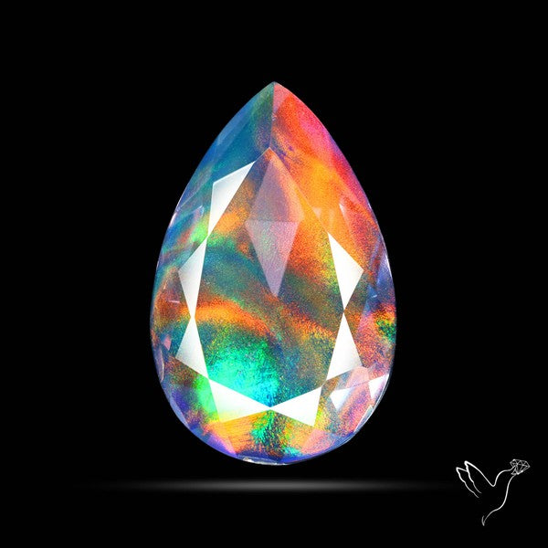 Faceted Aurora Opal and Quartz Triplet