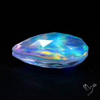 Faceted Aurora Opal and Quartz Triplet