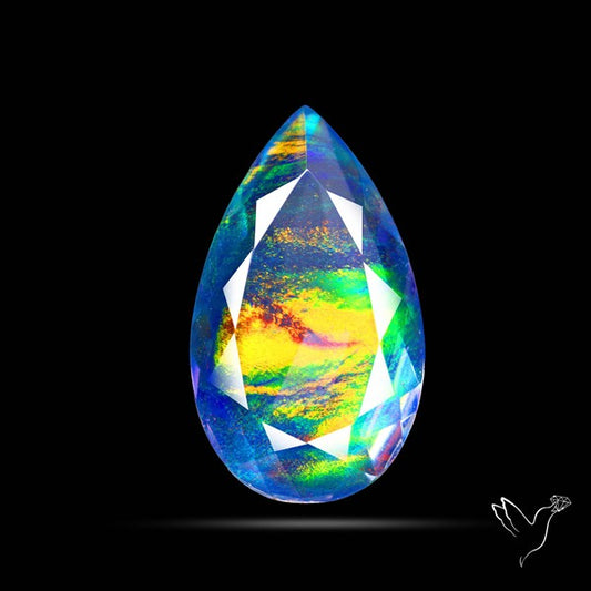 Faceted Aurora Opal and Quartz Triplet