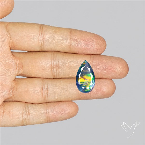 Faceted Aurora Opal and Quartz Triplet