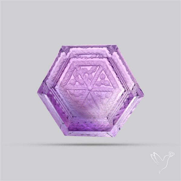 Faceted Amethyst Reverse Intaglio Carving Handcarved Fantasy Cut