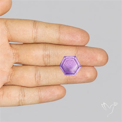 Faceted Amethyst Reverse Intaglio Carving Handcarved Fantasy Cut