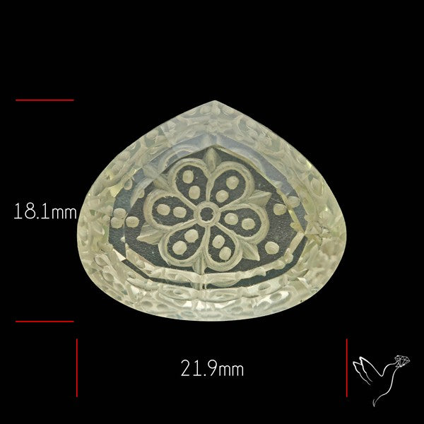 Faceted Prasiolite Reverse Intaglio Carving Handcarved Fantasy Cut