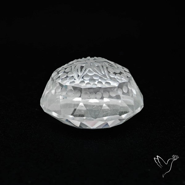 Faceted Himalayan Quartz Reverse Intaglio Carving Handcarved Fantasy Cut