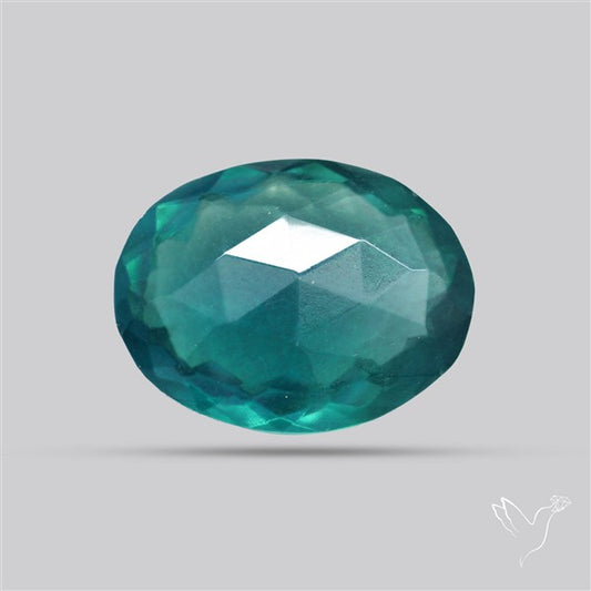 Rose Faceted Belgian Teal Fluorite Rose Cut Top