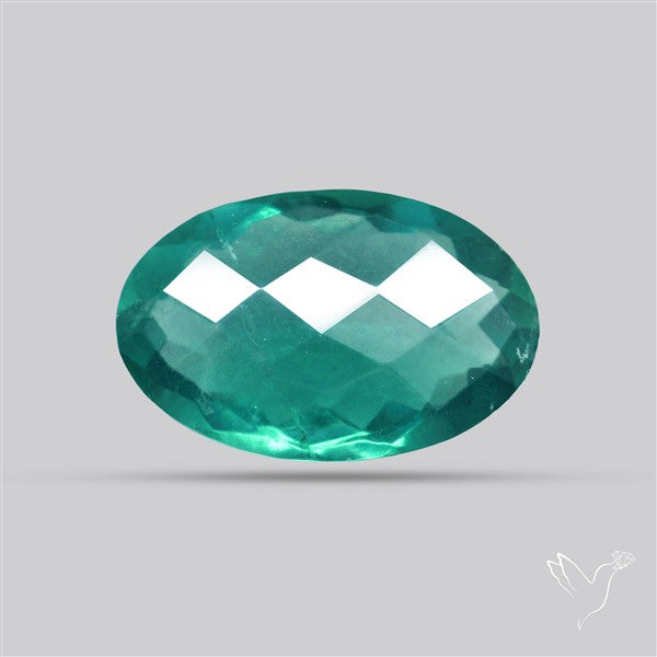 Checkerboard Cut Faceted Belgian Teal Fluorite