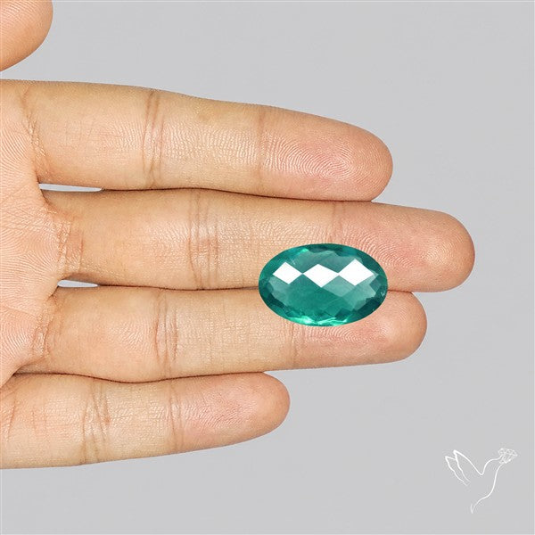 Checkerboard Cut Faceted Belgian Teal Fluorite