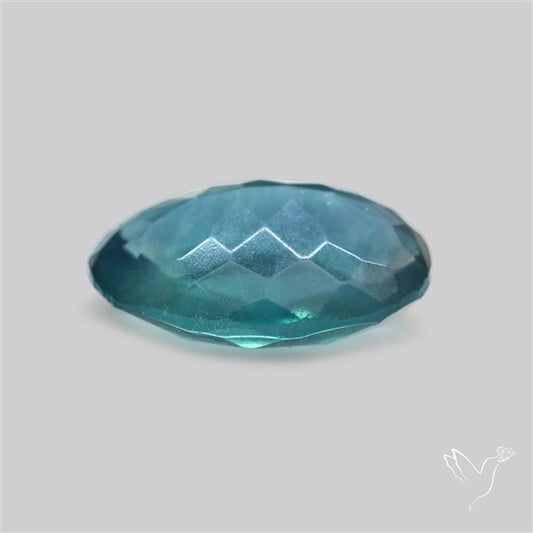 Rose Faceted Belgian Teal Fluorite Rose Cut Top