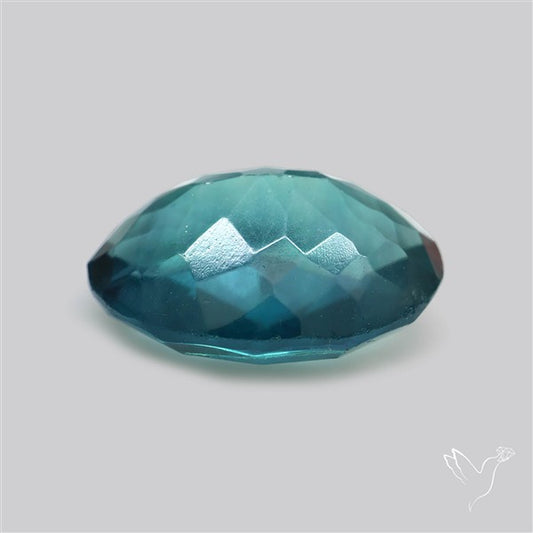 Rose Faceted Belgian Teal Fluorite Rose Cut Top