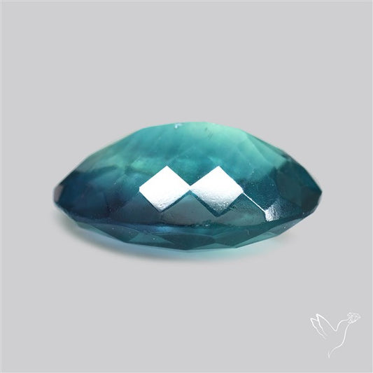 Rose Faceted Belgian Teal Fluorite Rose Cut Top