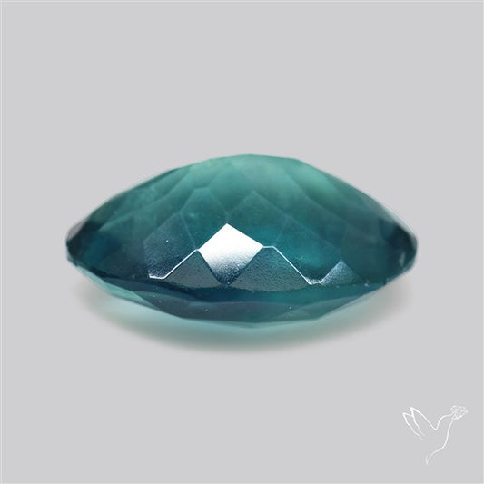 Rose Faceted Belgian Teal Fluorite Rose Cut Top