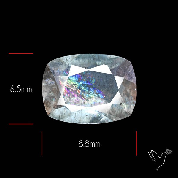 Moss Aquamarine with Rainbow Inclusions