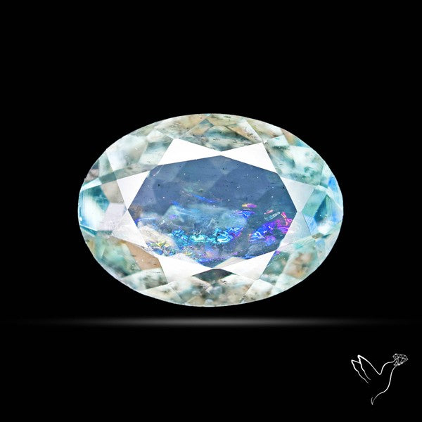 Moss Aquamarine with Rainbow Inclusions
