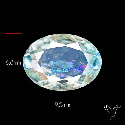 Moss Aquamarine with Rainbow Inclusions