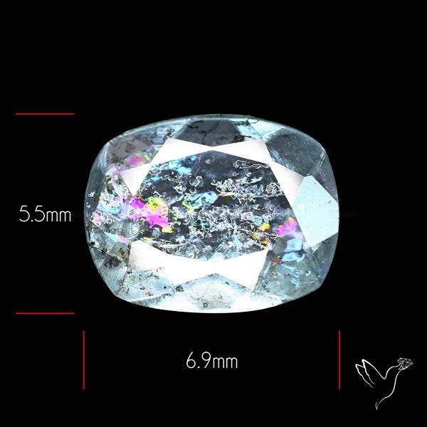 Moss Aquamarine with Rainbow Inclusions