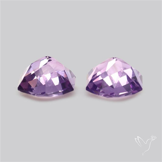 Checkerboard Faceted Amethyst Pair Fine Gemstone Hexagon