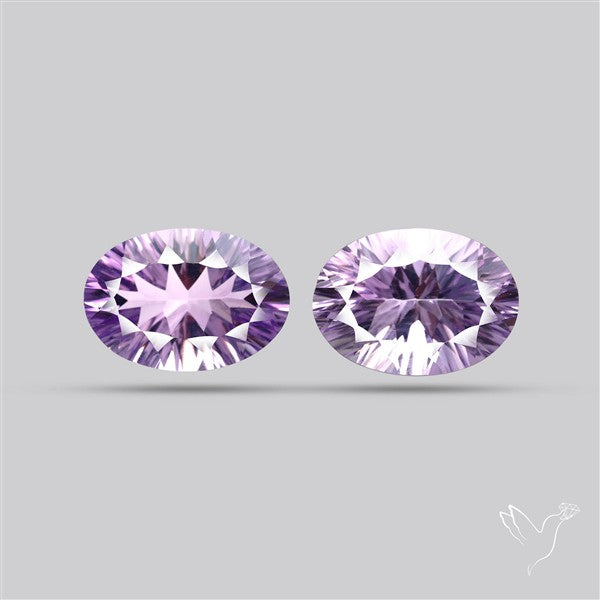 Millennium Cut Amethyst Pair Faceted Fine Gemstone