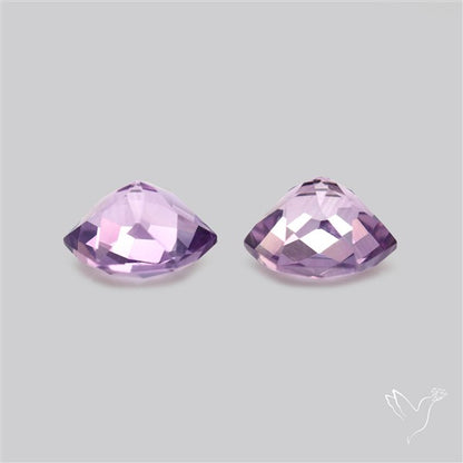 Checkerboard Faceted Amethyst Pair Fine Gemstone Hexagon