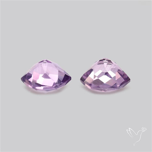 Checkerboard Faceted Amethyst Pair Fine Gemstone Hexagon