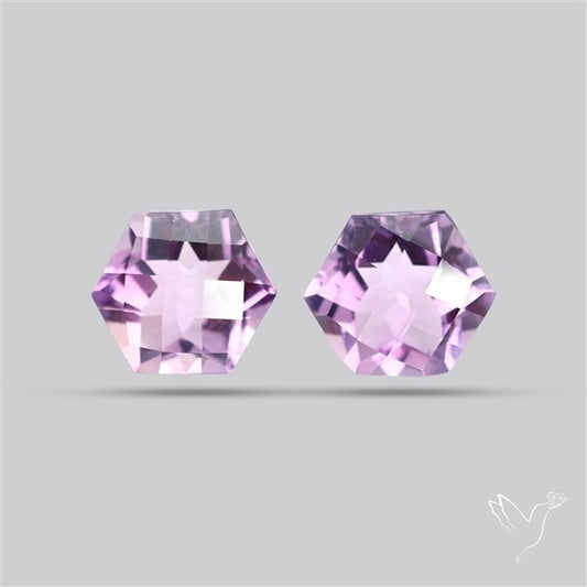 Checkerboard Faceted Amethyst Pair Fine Gemstone Hexagon