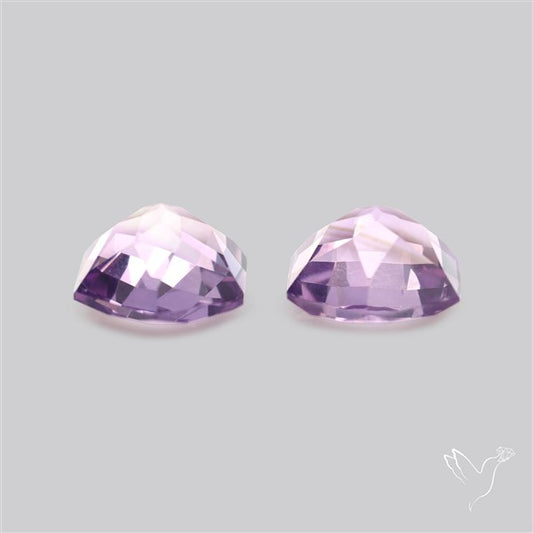 Checkerboard Faceted Amethyst Pair Fine Gemstone Hexagon