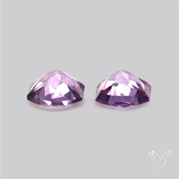 Checkerboard Faceted Amethyst Pair Fine Gemstone Hexagon