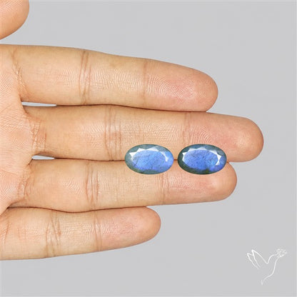 Faceted Blue Labradorite Pair