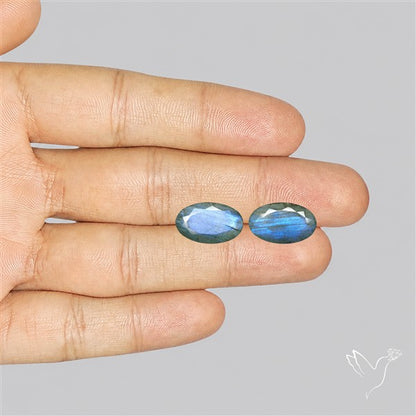 Faceted Blue Labradorite Pair