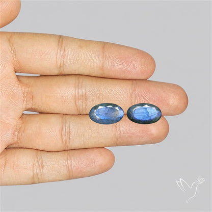 Faceted Blue Labradorite Pair