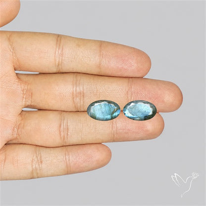 Faceted Blue Labradorite Pair