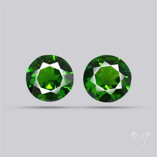 Chrome Diopside Natural Deep Green Pair Faceted AAA Fine Gemstone