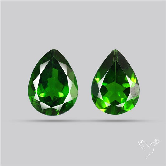 Chrome Diopside Natural Deep Green Pair Faceted AAA Fine Gemstone