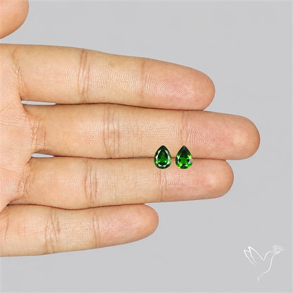 Chrome Diopside Natural Deep Green Pair Faceted AAA Fine Gemstone