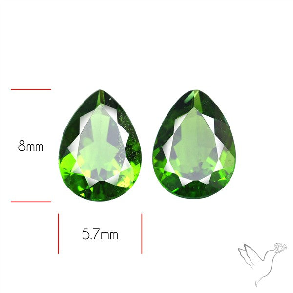 Chrome Diopside Natural Deep Green Pair Faceted AAA Fine Gemstone