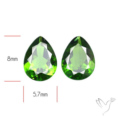 Chrome Diopside Natural Deep Green Pair Faceted AAA Fine Gemstone