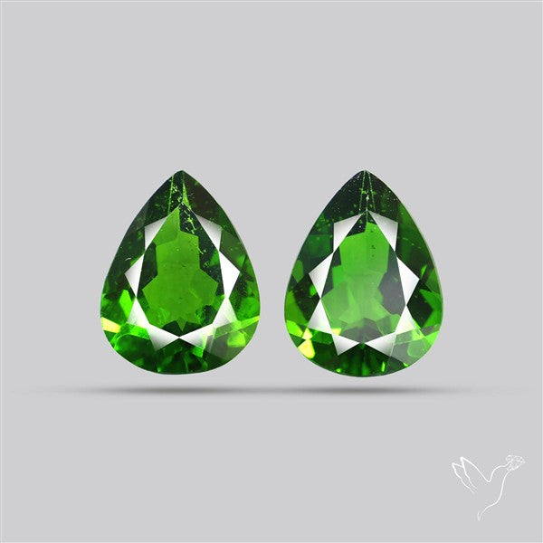 Chrome Diopside Natural Deep Green Pair Faceted AAA Fine Gemstone