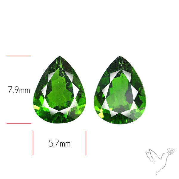 Chrome Diopside Natural Deep Green Pair Faceted AAA Fine Gemstone