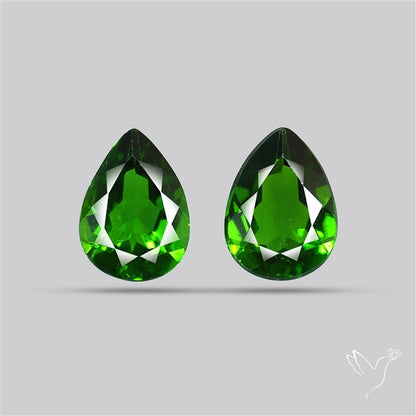 Chrome Diopside Natural Deep Green Pair Faceted AAA Fine Gemstone