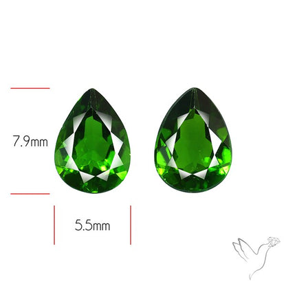 Chrome Diopside Natural Deep Green Pair Faceted AAA Fine Gemstone