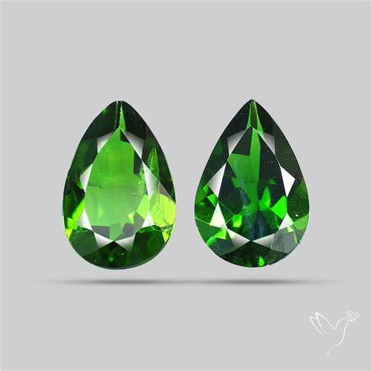 Chrome Diopside Natural Deep Green Pair Faceted AAA Fine Gemstone