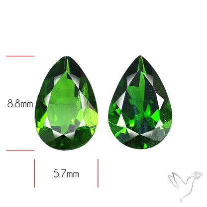 Chrome Diopside Natural Deep Green Pair Faceted AAA Fine Gemstone