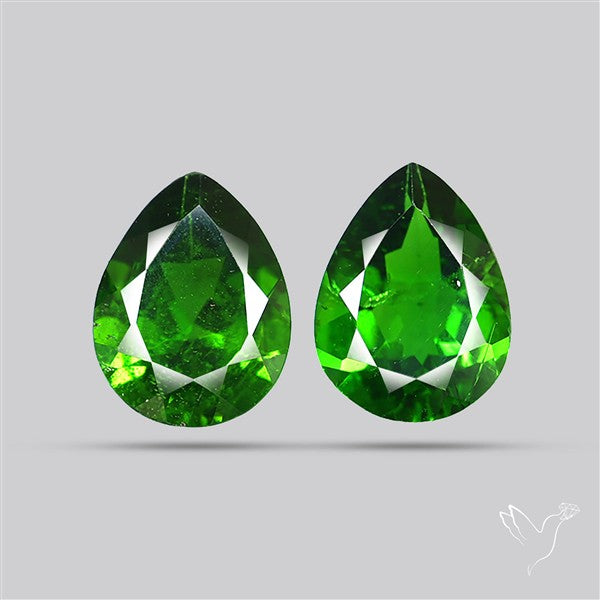 Chrome Diopside Natural Deep Green Pair Faceted AAA Fine Gemstone