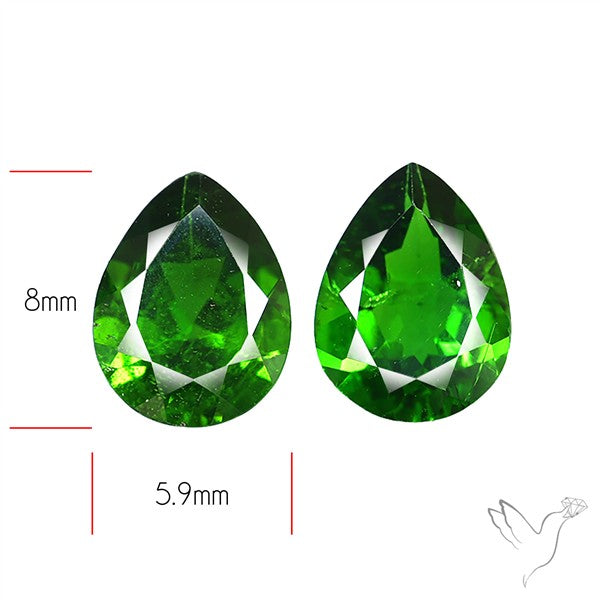 Chrome Diopside Natural Deep Green Pair Faceted AAA Fine Gemstone