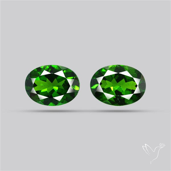 Chrome Diopside Natural Deep Green Pair Faceted AAA Fine Gemstone