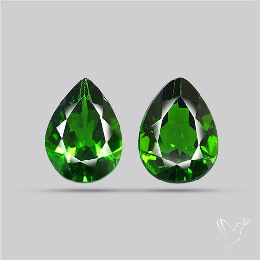 Chrome Diopside Natural Deep Green Pair Faceted AAA Fine Gemstone