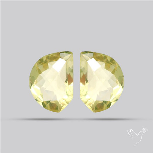 Faceted Green Gold Lemon Quartz Pair