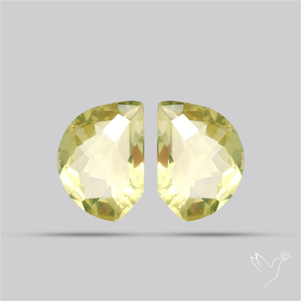 Faceted Green Gold Lemon Quartz Pair