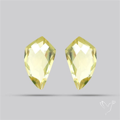 Faceted Green Gold Lemon Quartz Pair