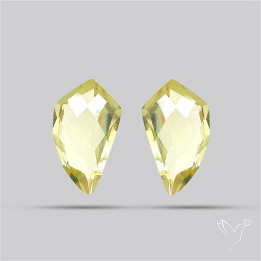 Faceted Green Gold Lemon Quartz Pair